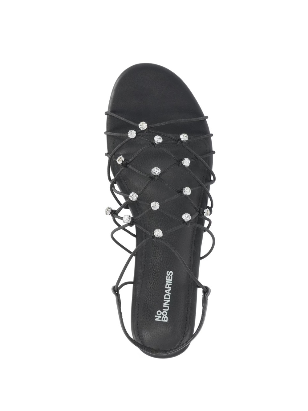 NWT! No Boundaries Women’s Caged Flat Black Sandals with Diamonds Size 11